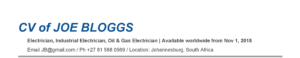 Oil & Gas CV Header