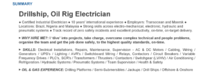 Oil & Gas CV Summary